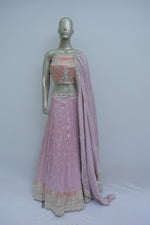 Load image into Gallery viewer, Pink and peach lehenga chunni with gota patti