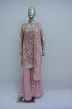 Load image into Gallery viewer, Soft pink plazo kurta with antique jari work
