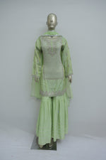 Load image into Gallery viewer, Light parrot green sharara kurta outfit