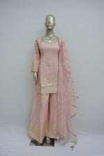 Load image into Gallery viewer, Light peach plazo kurta with hand work