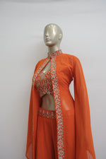 Load image into Gallery viewer, Indo Western plazo set with antique hand work