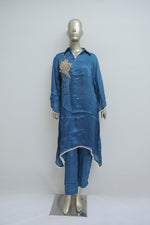 Load image into Gallery viewer, Royal blue co-ord set in satin crepe fabric