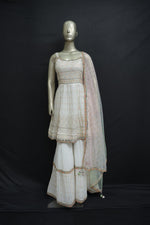 Load image into Gallery viewer, Cream gharara suit with thread and sequin work