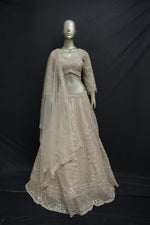 Load image into Gallery viewer, Cream festive crop top set with sequin work