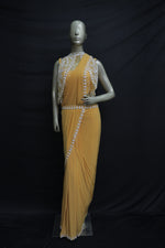 Load image into Gallery viewer, Ready-wear saree with readymade blouse in yellow colour