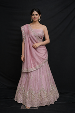 Load image into Gallery viewer, Unstitched lehenga chunni in pure silk fabric