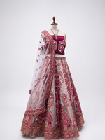 Load image into Gallery viewer, Rani Pink & Silver Embroidered Lehenga (Unstitched)