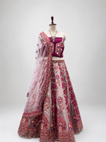 Load image into Gallery viewer, Rani Pink & Silver Embroidered Lehenga (Unstitched)