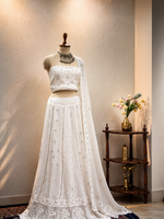 Load image into Gallery viewer, Pure Lucknowi Georgette Lehenga (Unstitched)