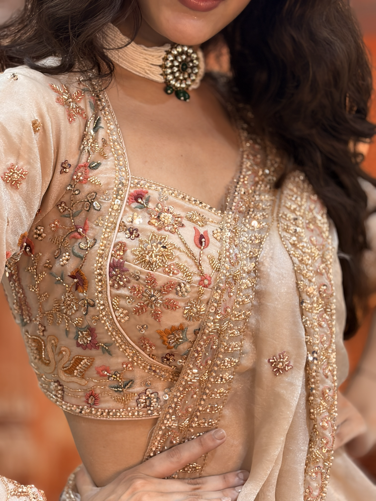 Embroidered bridal lehenga set