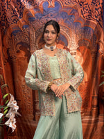 Load image into Gallery viewer, Celeste Mint Designer Crepe Indo-Western Co-Ord Set