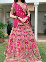 Load image into Gallery viewer, Rani Pink Uppada Silk Embellished Lehenga Set
