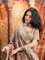 Load image into Gallery viewer, Meher Bronze Tissue Silk Embroidered Lehenga Set