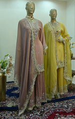 Load image into Gallery viewer, Mirror Work Kurta Set with Sharara & Dupatta