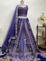 Load image into Gallery viewer, Royal Blue Lehenga Set with Net Dupatta