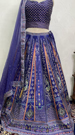 Load image into Gallery viewer, Royal Blue Lehenga Set with Net Dupatta
