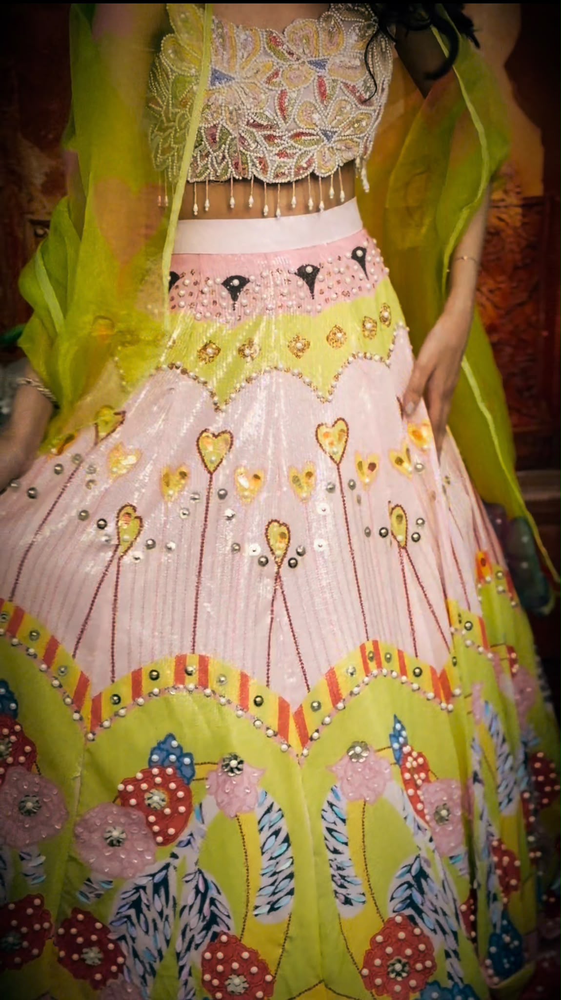 Sunlit blossom designer lehenga set