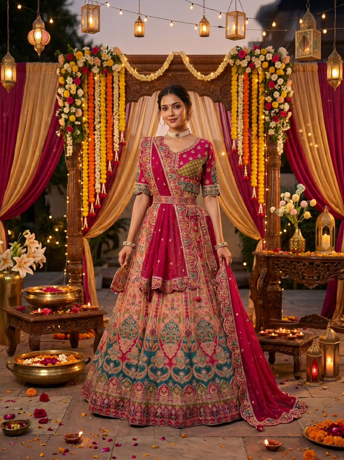 Rang mahal rani pink bridal lehenga set