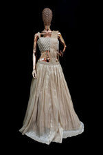 Load image into Gallery viewer, Pearl handwork crop top designer dress