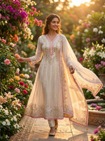 Load image into Gallery viewer, Ivory Pink Anarkali Suit