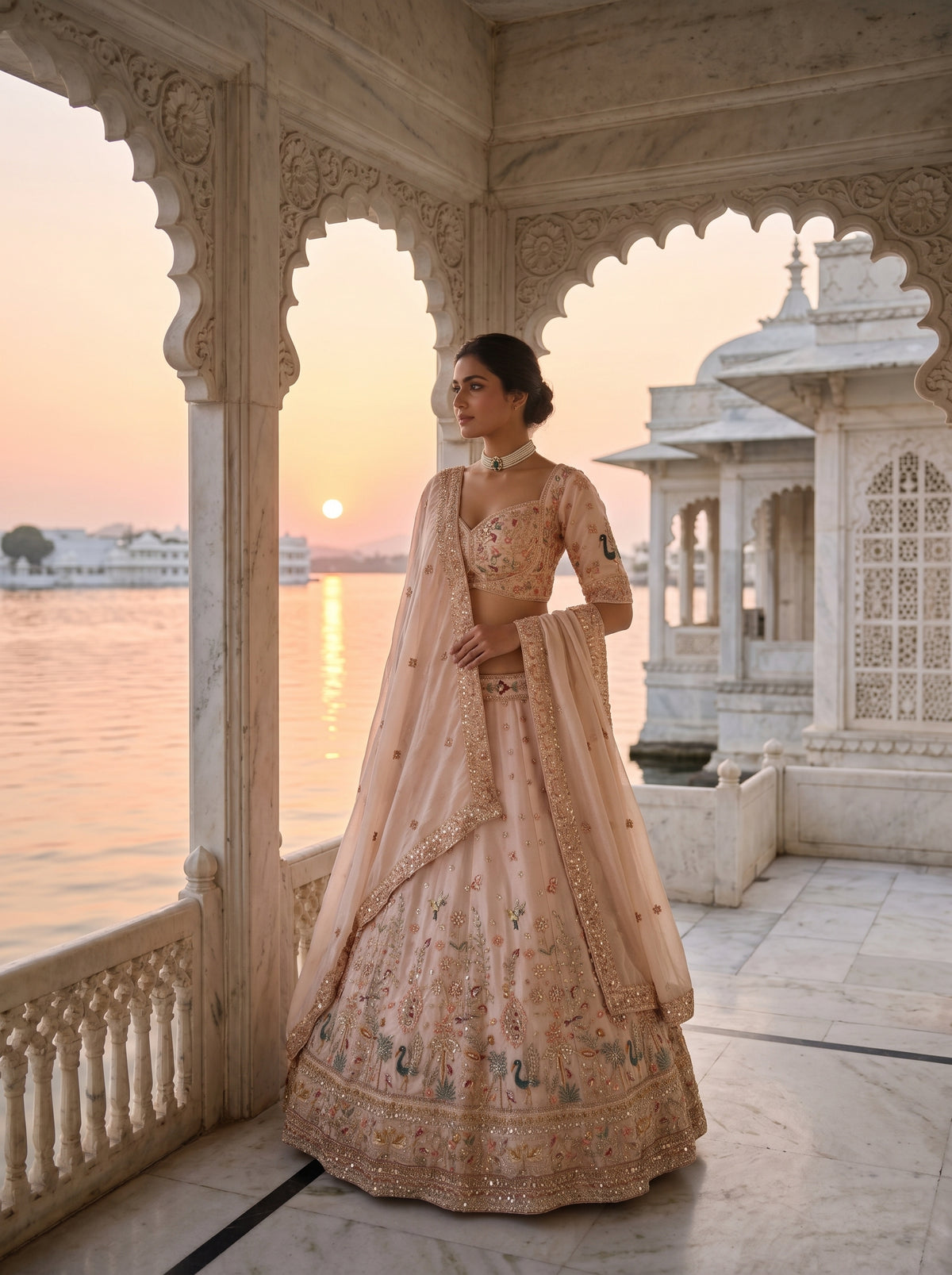 Ivory embroidered bridal lehenga