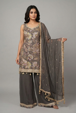 Load image into Gallery viewer, Sharara suit with chunni in Italian crepe