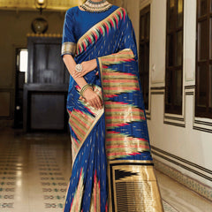 Royal Blue Banarasi Soft Silk Saree