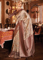 Coffee Brown Banarasi Silk Saree With Digital Print