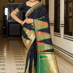 Classy Black Banarasi Soft Silk Saree
