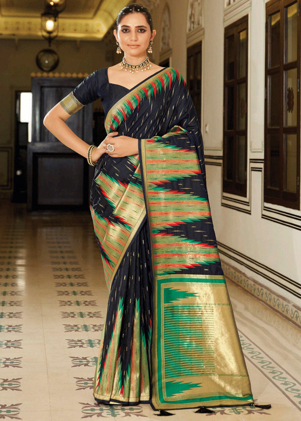 Classy Black Banarasi Soft Silk Saree