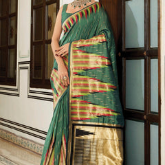 Sage Green Banarasi Soft Silk Saree