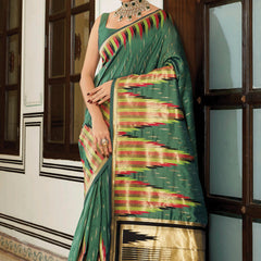 Sage Green Banarasi Soft Silk Saree