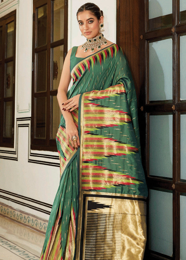 Sage Green Banarasi Soft Silk Saree