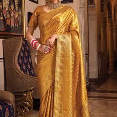 Royal Golden Woven Banarasi Brocade Tissue Silk Saree