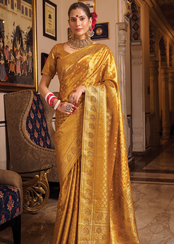 Royal Golden Woven Banarasi Brocade Tissue Silk Saree