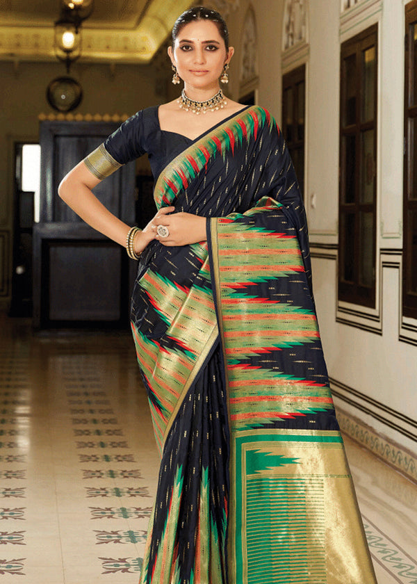 Classy Black Banarasi Soft Silk Saree
