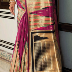 Wine Purple Banarasi Soft Silk Saree