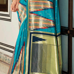 Horizon Blue Banarasi Soft Silk Saree