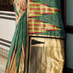 Sage Green Banarasi Soft Silk Saree