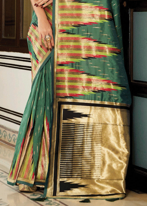 Sage Green Banarasi Soft Silk Saree