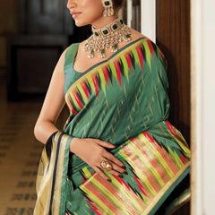 Sage Green Banarasi Soft Silk Saree