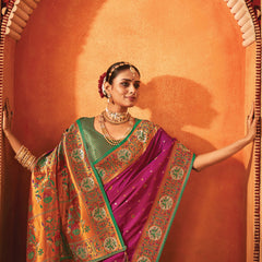 Dahlia Purple Woven Paithani Silk Saree