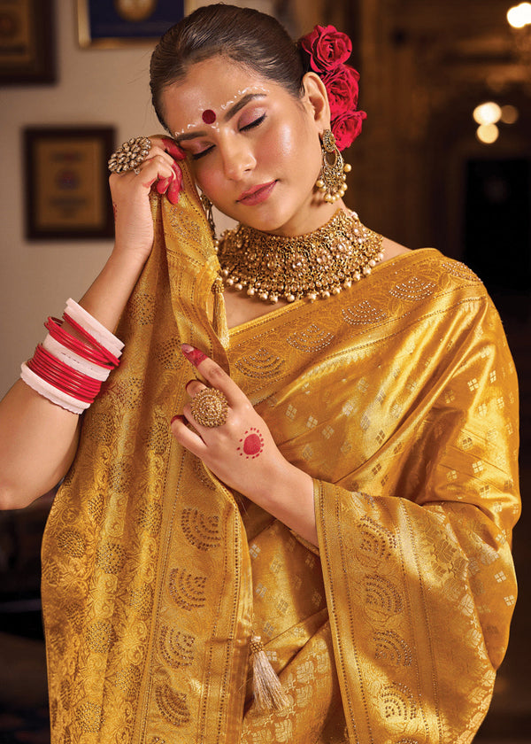 Royal Golden Woven Banarasi Brocade Tissue Silk Saree