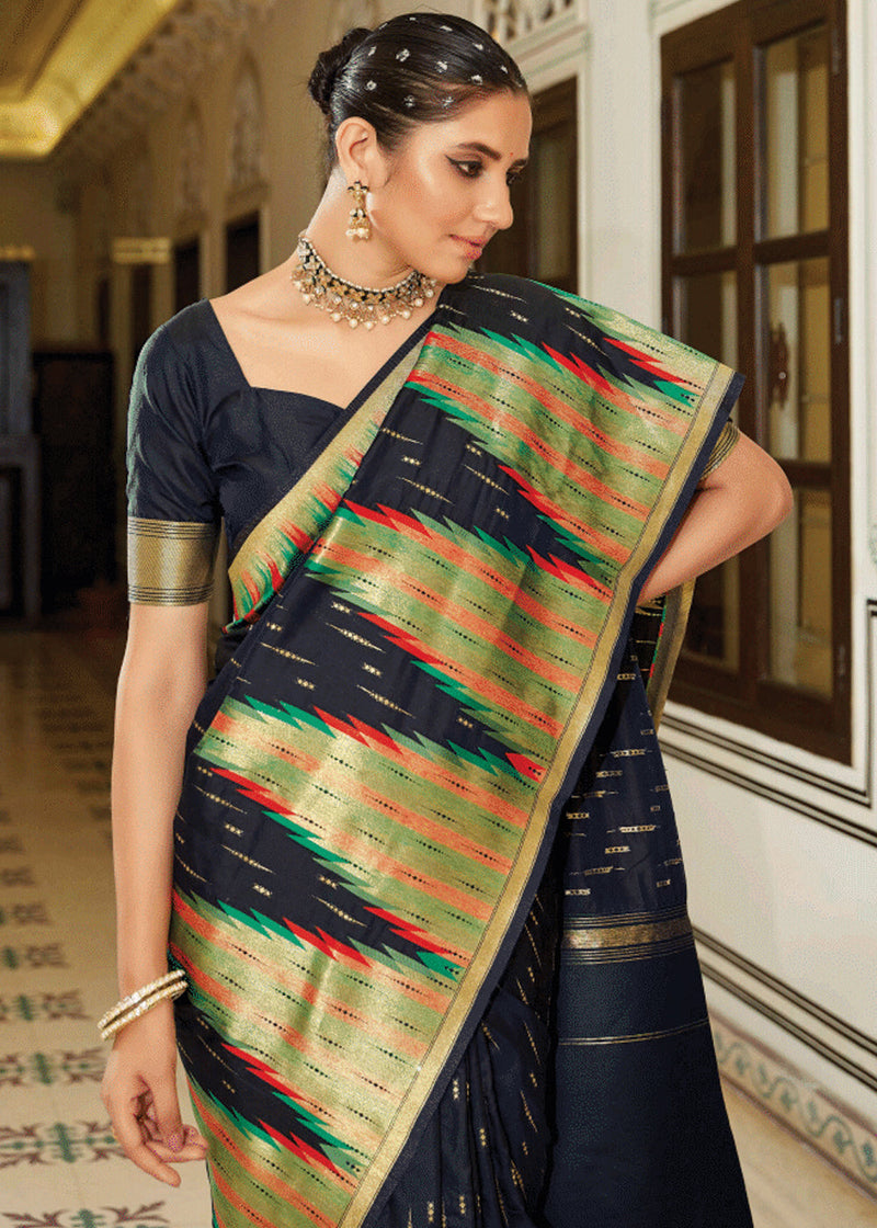 Classy Black Banarasi Soft Silk Saree