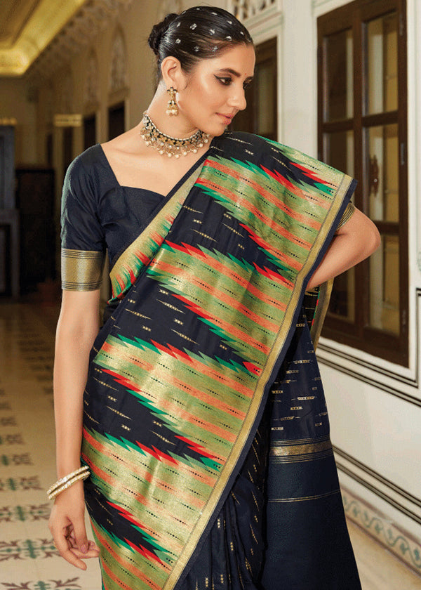 Classy Black Banarasi Soft Silk Saree