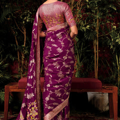 Jamuni Purple Woven Banarasi Silk Saree With Brocade Blouse