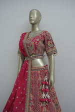 Load image into Gallery viewer, Festive lehenga choli set with multicolour detailing
