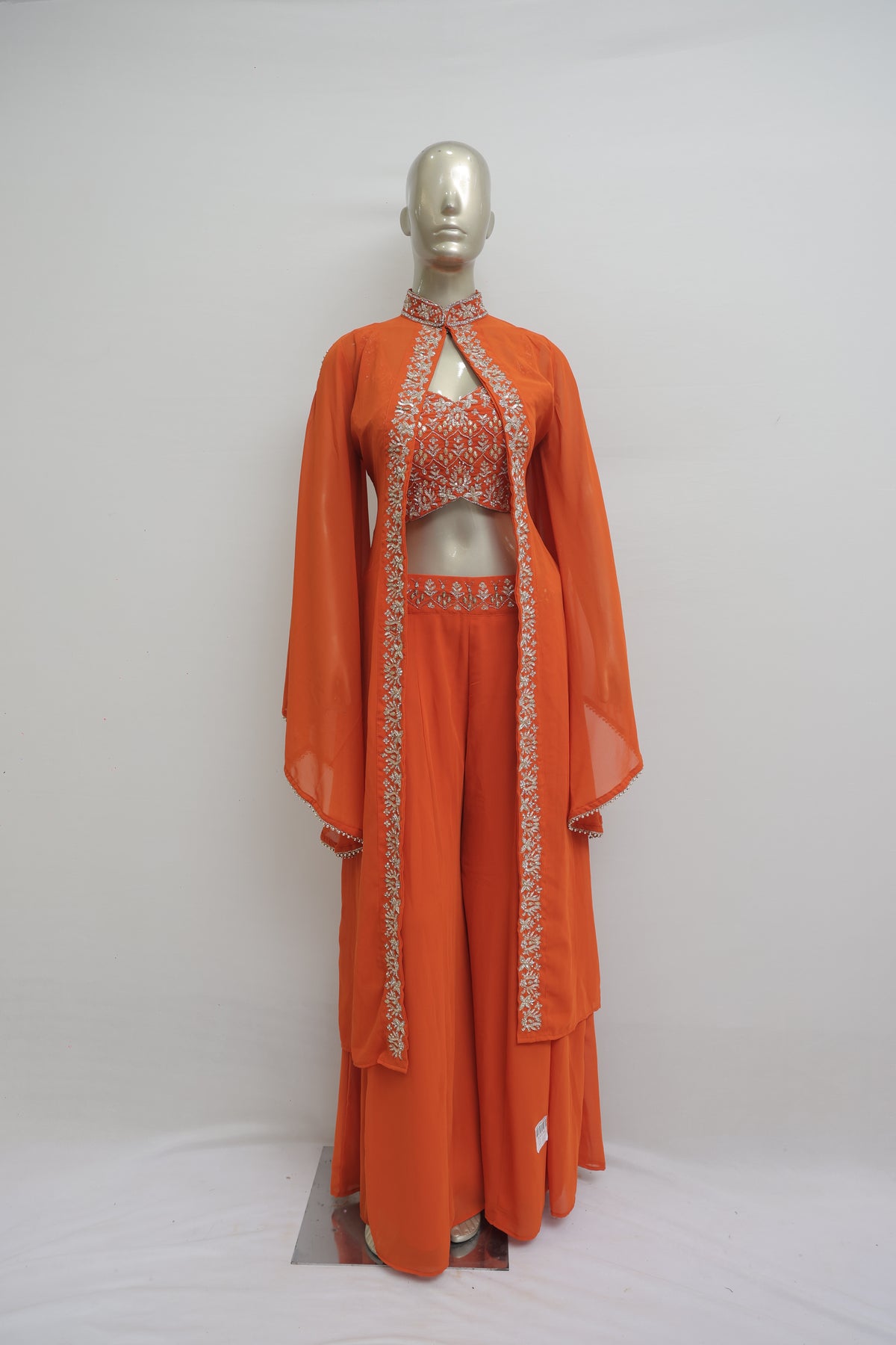 Plazo top with long shrug in georgette fabric