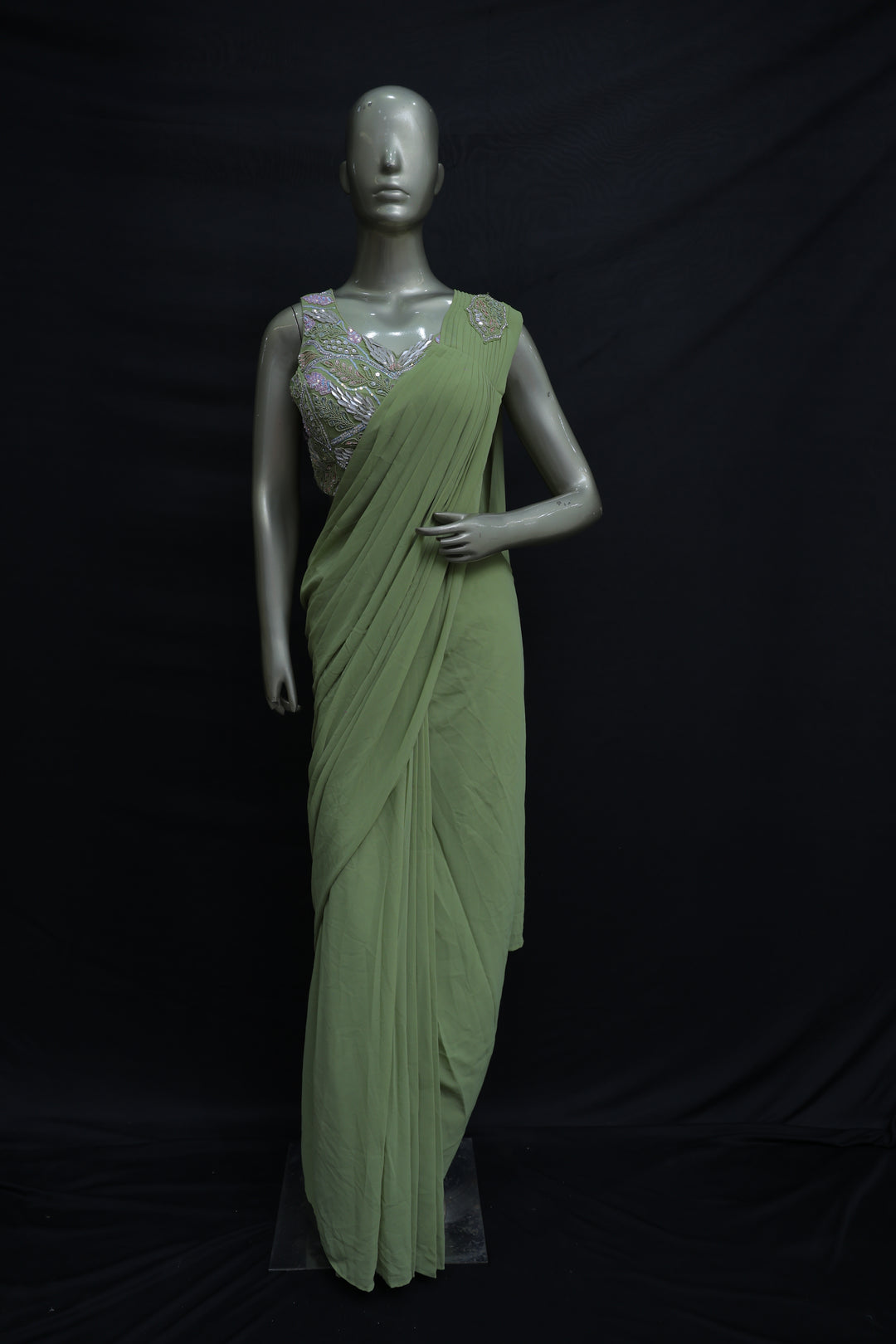Ready to wear georgette saree with readymade blouse