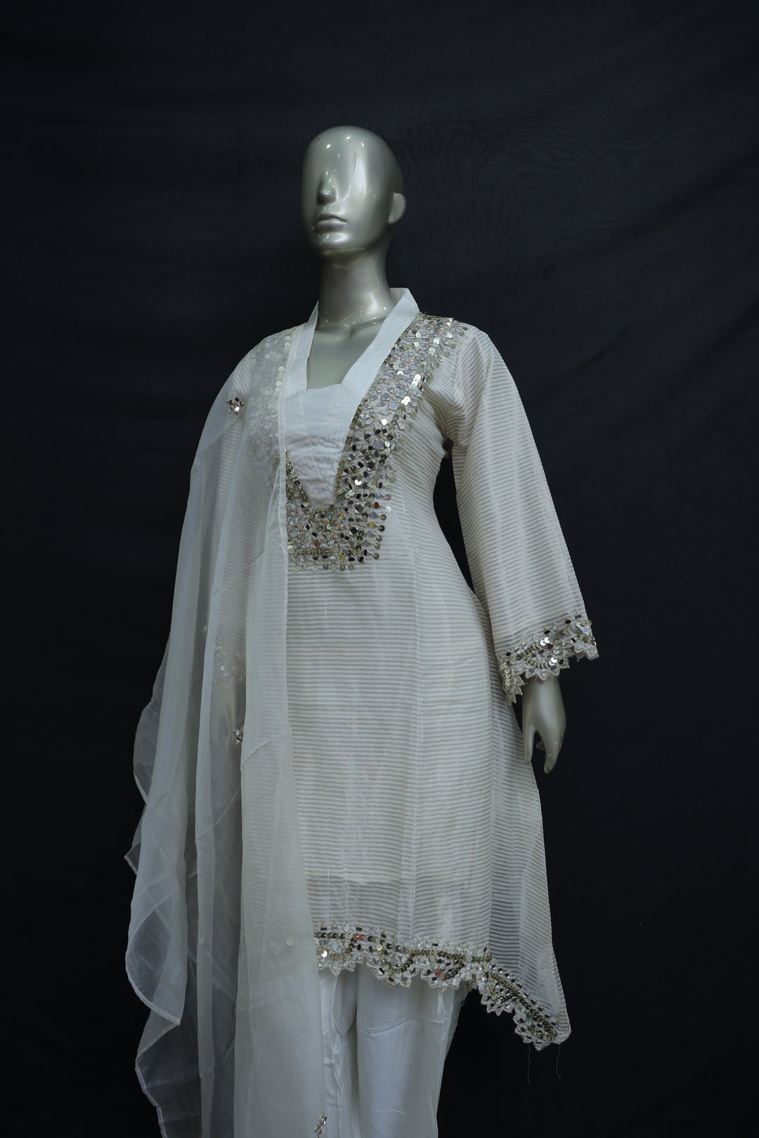 Designer farshi salwar suit with mirror crystal handwork